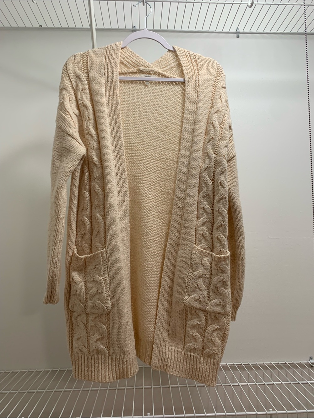 Maurices Cream Cable Knit Open-Front Cardigan